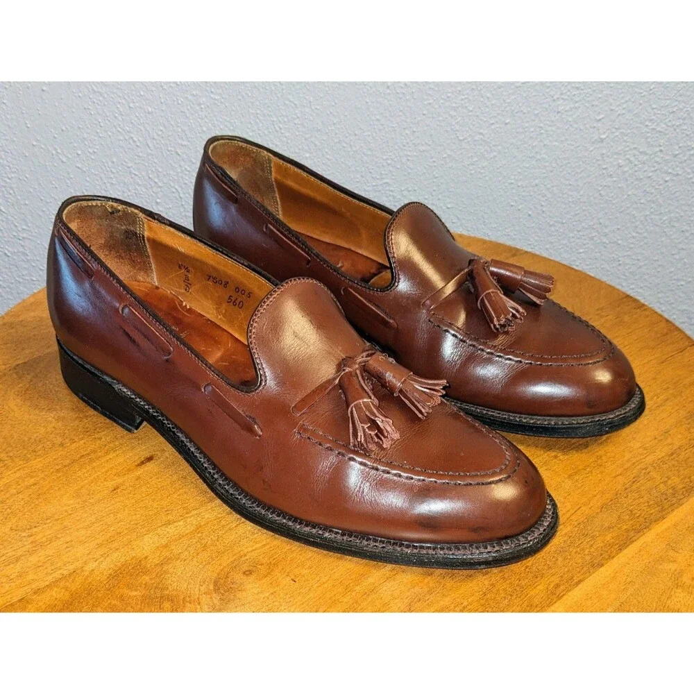 Alden New England Men's 8.5 B/D 560 Tassel Brown Loafers Calfskin Dress Shoes